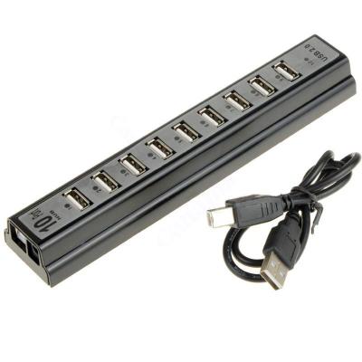 China Connect New Long Band To Light 10 Ports 480Mbps USB HUB 2.0 High Speed USB Hub With Adapter for sale