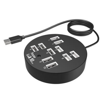 China ABS High Speed 10ports USB 2.0 HUB Round Ten USB 2.0 Ports HUB For PC And Laptop for sale