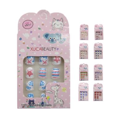 China Cheap Design High Quality False Nails Press On Full Cover Colorful Artificial Fake Nails Tips For Kids for sale