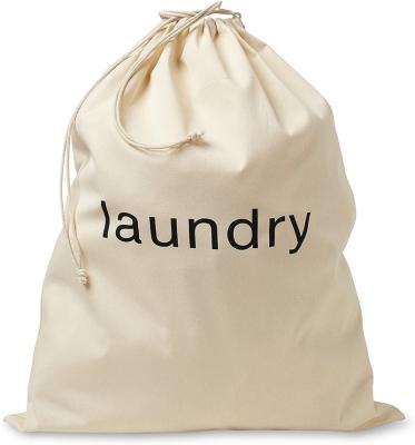China Lightweight Stylish Portable Drawstring Canvas Cotton Laundry Bag For Hotel for sale