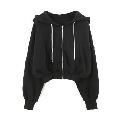 China Anti-pilling 2022 new pattern short sweater oversized custom zip up hoodie for women for sale