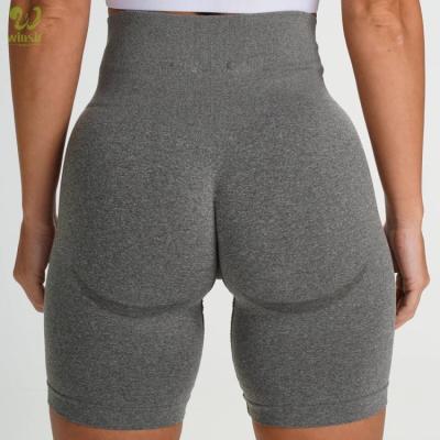 China Anti-Wrinkle Custom Logo Waist Seamless High Knit Butt Lift Gym Yoga Biker Workout Cycling Shorts for sale