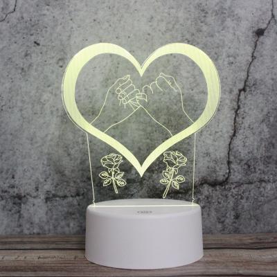 China Creative 3D Lamp 7 Color Light Night Light Creative Love 3D Desk Table Light Changing Kids Lamp with ABS Flat Acrylic Panel and Base for sale