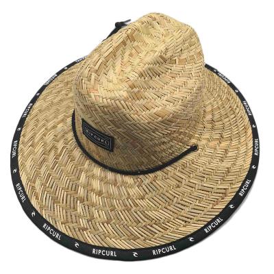 China Customized Striped Bamboo Natural Straw Bolwr Hat for sale