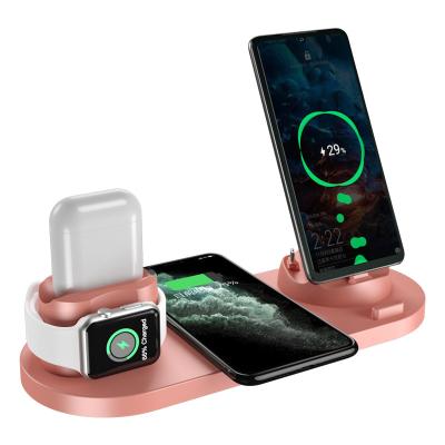 China Hot Selling Popular High Quality Wholesale Convenient New 6 in 1 Devices 15w Multi Fast Charging Dock Station Phone Holder Fast Wireless Charger for sale