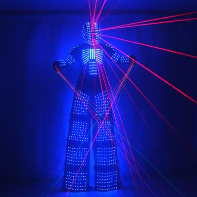 China Luminous Stilt Walker LED Robot Suit With Laser Helmet Gloves Laser Robot Suit LED Robot Costume for sale