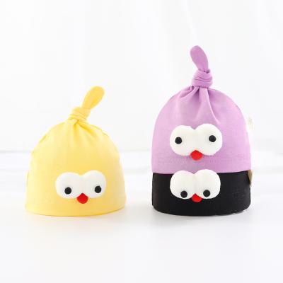 China Decorate Factory direct newborn soft knotted cotton big eyes hat cartoon baby caps baby sweater hats for sale