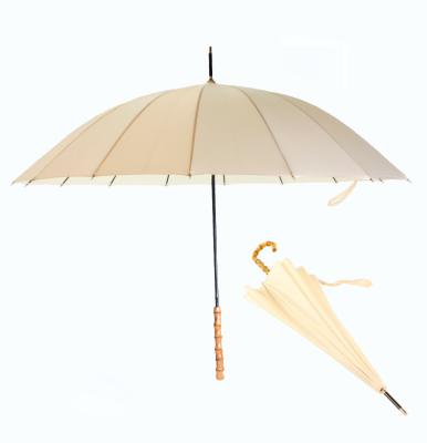 China All in 1 solid color 2020 autotomatic empty manul open upright rain umbrella with bamboo handle for couple for sale
