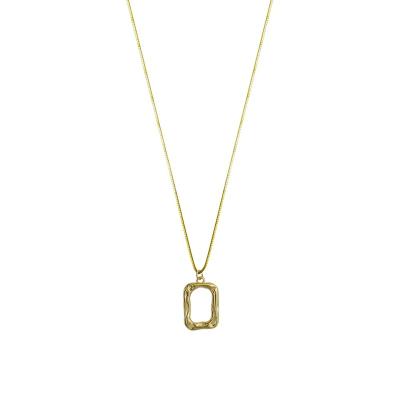 China FASHIONABLE 925 Sterling Silver Female Simple Luxury Statistical Style Pendant Necklace Geometric Square Necklace Female Jewelry for sale