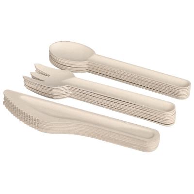 China Simple Modern Biodegradable Sugar Cane Bagasse Paper Cutlery Fiber Pulp Fork Knife Spoon Compostable Cutlery for sale