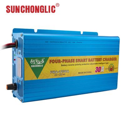 China Smart 30A 12 Volt Gel Battery Charger Four Step Lightweight Easy Connection for sale