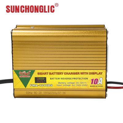 China Intelligent AGM GEL Battery Charger AC150V Input Low Voltage Protection 12V 10A for sale