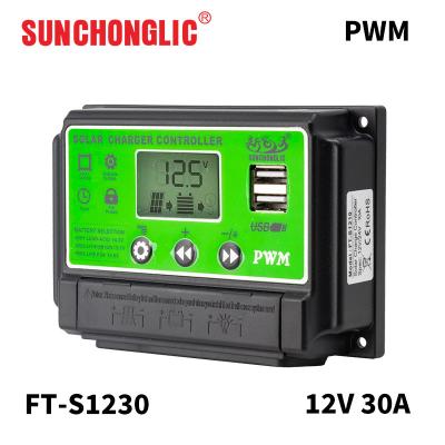 China 12V 24V 30 Amp Controlador de Carga Solar Display LCD 3P 5V 2A USB Portátil à venda