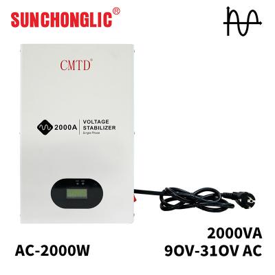 China 2000w 220v AC Estabilizador de Voltagem de Fase Única Display LED 2kw Estabilizador de Voltagem à venda