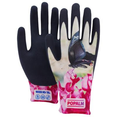 China POPALM Outdoor Tuinhandschoenen Digitaal Dierendruk Latex gecoate ademend beschermend voor alle werkzaamheden Te koop