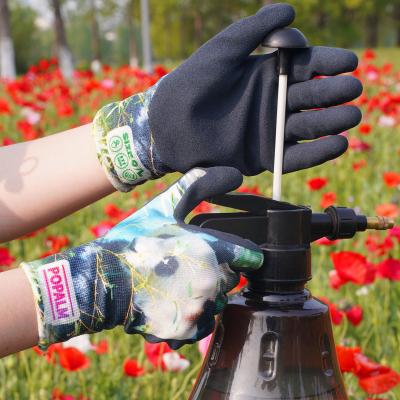 China Popalm Unisex Animal Print Tuinhandschoenen 15gauge Latex Palmcoated Werkhandschoenen voor alle taken Te koop