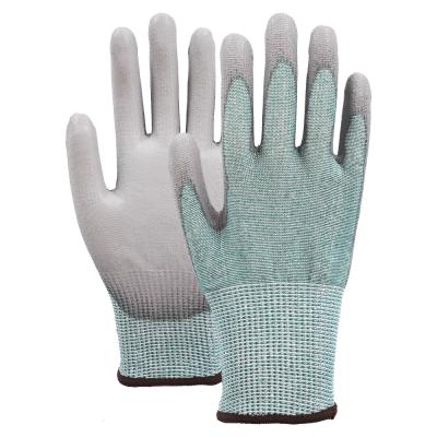 China 4X42E13 Gauge PU Palm Industrial Gloves Polyester Liner Wear Resistant Construction Gloves for sale