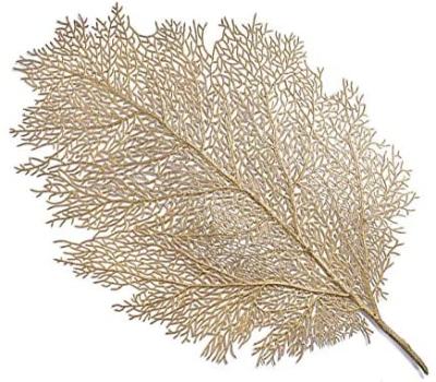 China Hot Sale Modern PVC Coral Leaf Placemat Waterproof Table Mat Golden Placemats For Home for sale