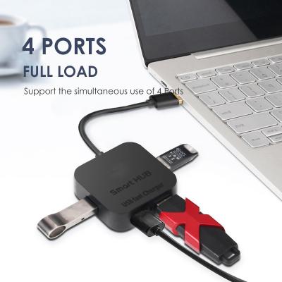 China Mobile Devices 4 Port USB Hub 3.0 Data Hub With 0.33ft Extension Cable Portable High Speed Compatible For MacBook Black White for sale