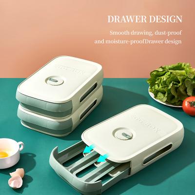 China Traditional kitchen plastic egg holder, fridge organizer with lid, fridge egg storage container for sale