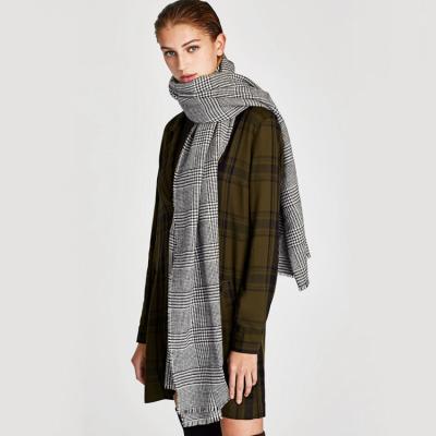 China Wholesale Classic Houndstooth Winter High Quality Scarf For Women Mens Plaid Printed Warm Cashmere Scarves Pashmina Shawls for sale