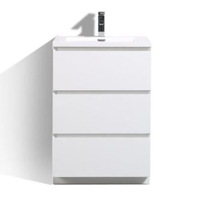 China Environmental Friendly White Freestanding Gloss Designs Modern Bathroom Basin Cabinet for sale