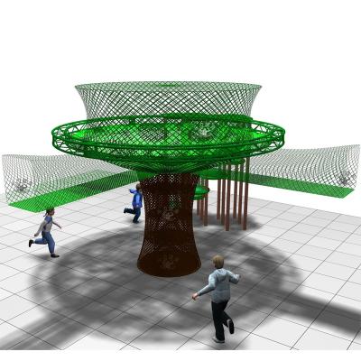 China Colorful Douli customizable kids play area indoor 5mm colorful polyester nylon rope hand crocheted tree net playground equipment for sale