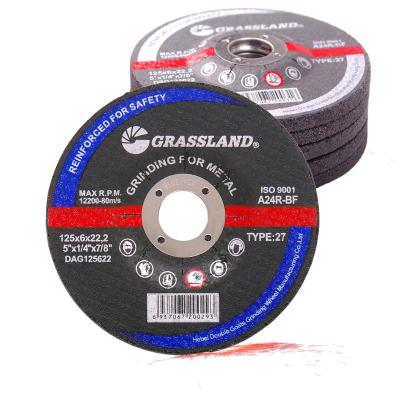 China a resina En12413 de 125x6.4x22mm ligou o aço carbono de lustro da roda de moedura à venda