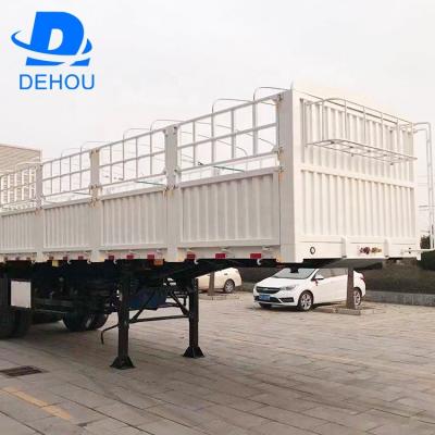 Китай 3 axles heavy transport cargo high side fence semi trailer fence flatbed truck trailer with dolly продается