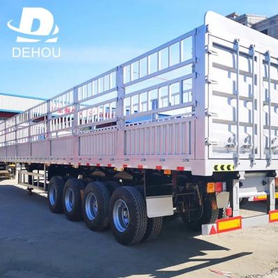 Cina 3 axles heavy transport cargo high side fence semi trailer fence flatbed truck trailer with dolly in vendita