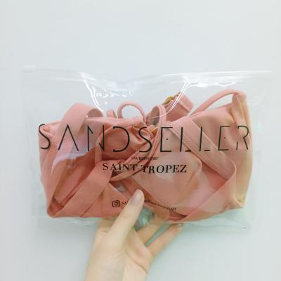 China Recyclable Custom PVC Bikini Wet Bag Clear / Transparent Plastic Zipper Bag For Swimwear Packaging for sale