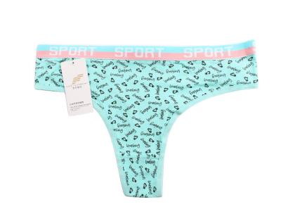 China Antibacterial Printed Women's Panties Cotton Lining Fitness Sports Sexy Lady Thong for sale