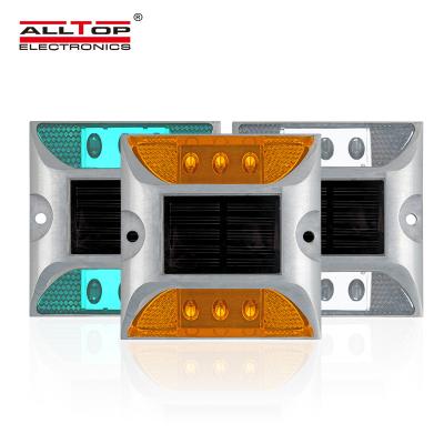 China ALLTOP High Quality Alloy Aluminum Infill Solar Powered Lights Road Stud LED Outdoor Waterproof Reflector IP65 for sale