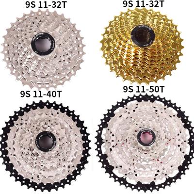 China Cassette SUN SWTXO 9 Speed Bicycle Drop Out 11-50T Silver Gold Road MTB Bike Cassette Flywheel Cycling Sprockets Bike Accessories for sale