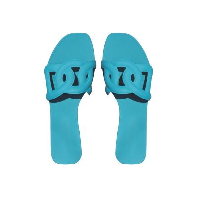 China 2022 Trend New Fashion Summer Women's Flat Sandals Design Suka PVC Round Toe Beach Outdoor Ladies Slippers for sale