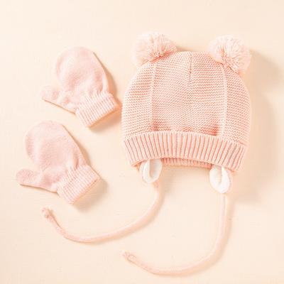China Cute JOINT Kids Braid Hat Mittens Winter Hats for sale