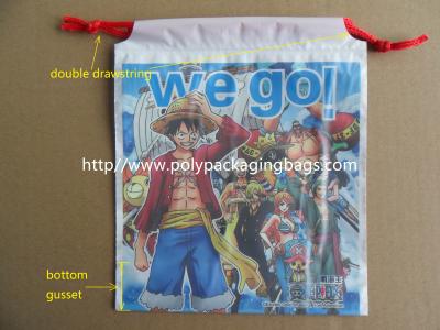 China Custom Printed Drawstring Plastic Bags / Double Drawstring Bag OEM for sale