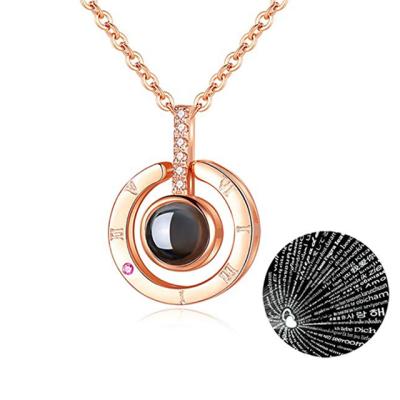 China 2022Valentine's Day Rose Gold 100 Languages Projection CLASSIC Pendant I Love You For Women Love Memory Wedding Stainless Steel Necklace for sale