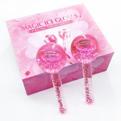 China Facial Cold Skin Massager Blood Vessel Removal Beauty Ice Roller Globes Roller Cooling Globe For Face for sale