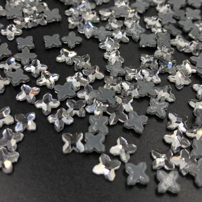 China C&Y Flatback Factory Wholesale Lucky Clover Shape 3D Flatback Glass Hotfix Running Rhinestone for sale
