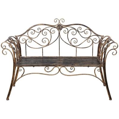 China Waterproof Outdoor Furniture Antique Metal Garden Bench Bronze Chair 2 Seater For Garden, Yard, Patio, Porch And Sunroom Durable Park Snitch Wrought Iron for sale
