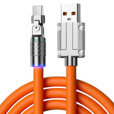 China IOS Wholesale180 Degree Liquid Silicone Type-C USB Data cable 120W Sync Charging Cable 6A fast charging For Samsung Huawei Xiaomi for sale