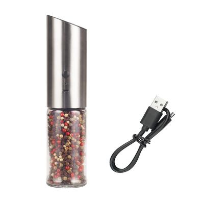 China 304 High Quality Sustainable Ceramic Salt and Pepper Burr Gravity Rechargeable Electric Spice Grinder with LED Light for sale