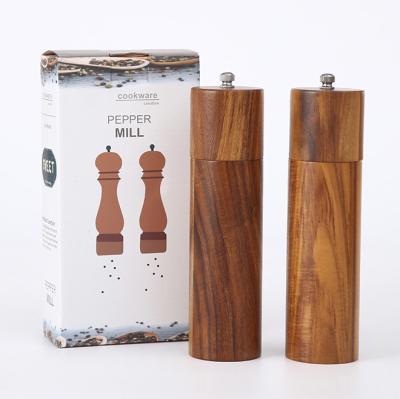China 6 inch Viable Refillable Refillable Wood Salt Grinder Pepper Mechanism Wooden Salt Mill Ceramic Grinding Pepper Grinder for sale