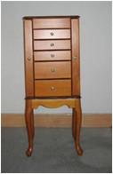 China Five Drawers Wooden Jewelry Box , Jewelry Storage Cabinet With Solid Wood Legs for sale