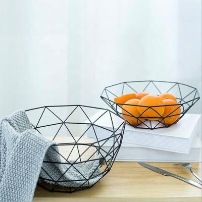 China Sustainable Nordic Style Fruit Basket Wire Decorated Storage Rack Vintage Display Bowl For Fruit Vegetable Table Dining Decoration for sale