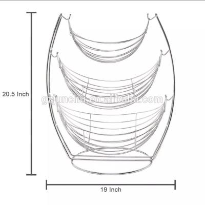 China Chrome Fruit Vegetable Bowl Basket 3 Tier Shelved Storage Rack Sustainable Swinging Rack for sale