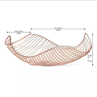 China Multi-Use Metal Wire Chrome Plating Wave Sustainable Fruit Basket for sale
