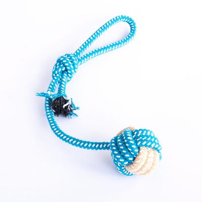 China Sustainable Wholesales Colorful Cotton Rope Ball Hanging Out Toys Pets Toy For Dogs Interactive for sale