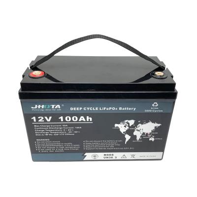 China Bateria de lítio impermeável RV Motorhome 12,8V 100AH LiFePO4 bateria com BMS à venda